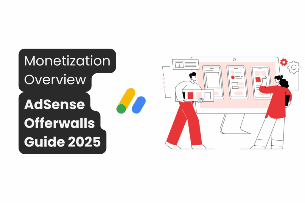 This banner image represents the title of the article “AdSense Offerwalls Guide 2025” and visually highlights the concept of offerwall monetization. It includes elements like task cards, rewards, and app UI screens to help users understand the keyword “AdSense Offerwalls.” The image is designed to reinforce the article theme and improve search visibility. For reference, visit Studio Mosaic: /
