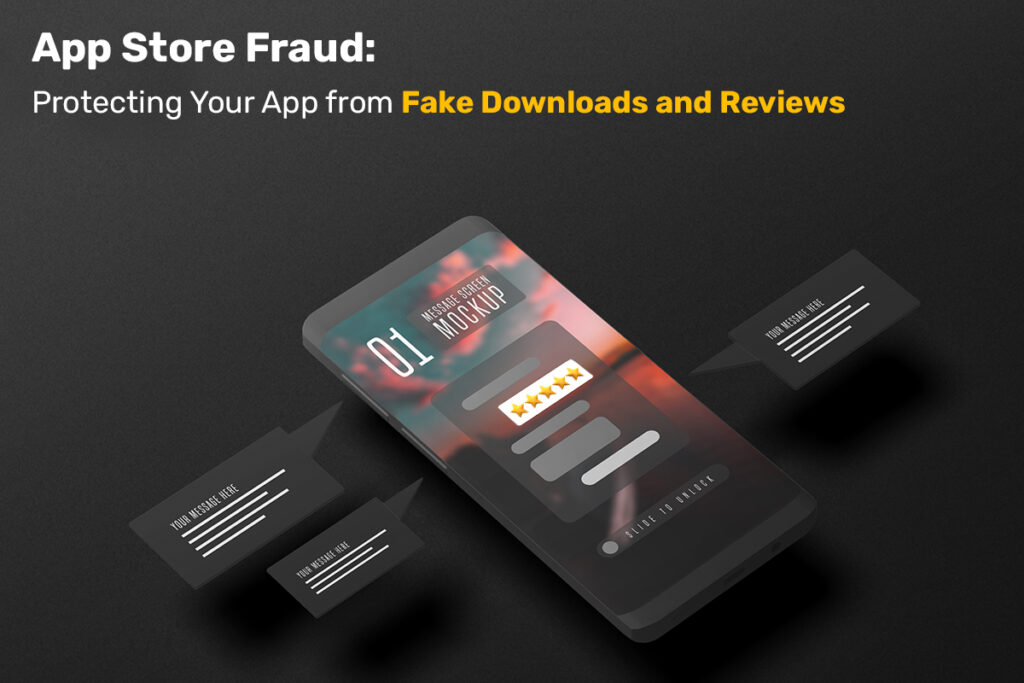 Mobile app icon with shield protection symbol, representing safeguarding an app from fake downloads and reviews